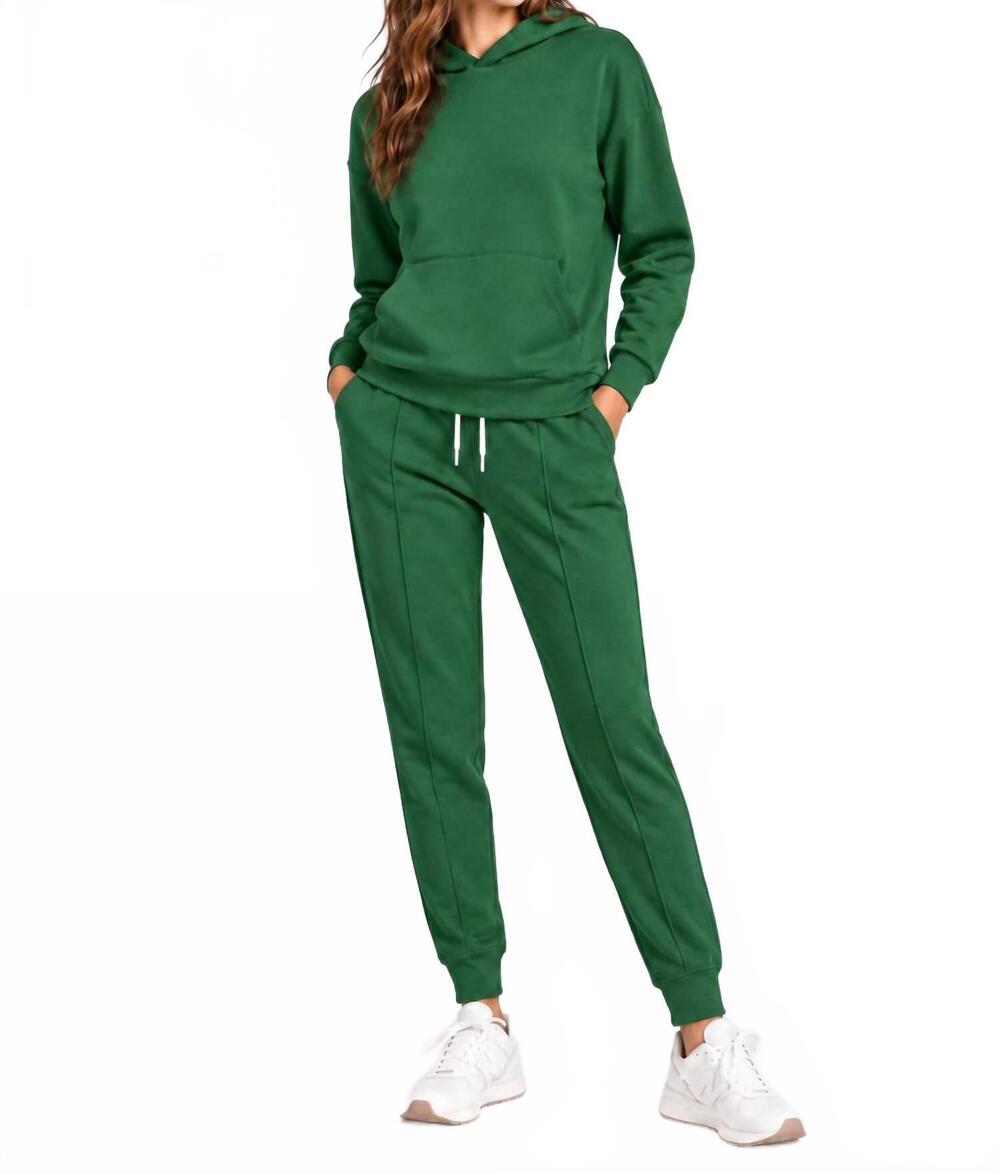 NEW ZENANA pintuck scuba joggers in hunter green